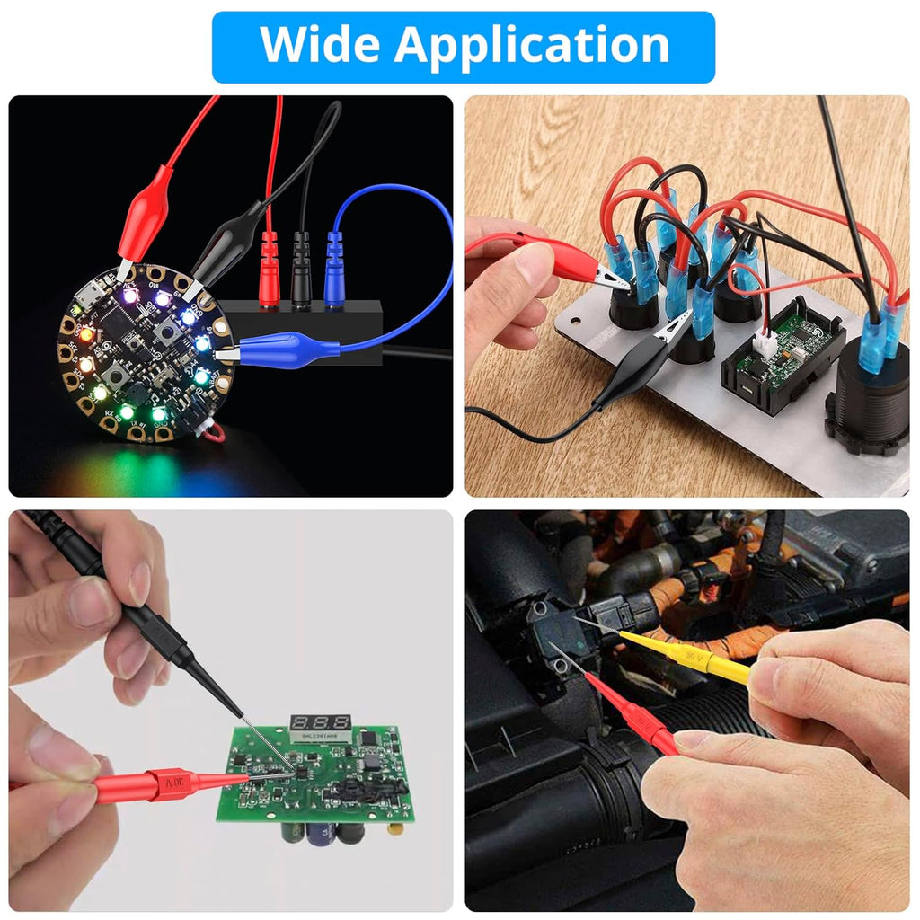 25Pcs Back Probe Test Lead- 15Pcs Back Probe Pins & 5Pcs Banana Plug to Alligator Clip 5 PCS Alligator Clips for Multimeter Diagnosis Circuit Testing