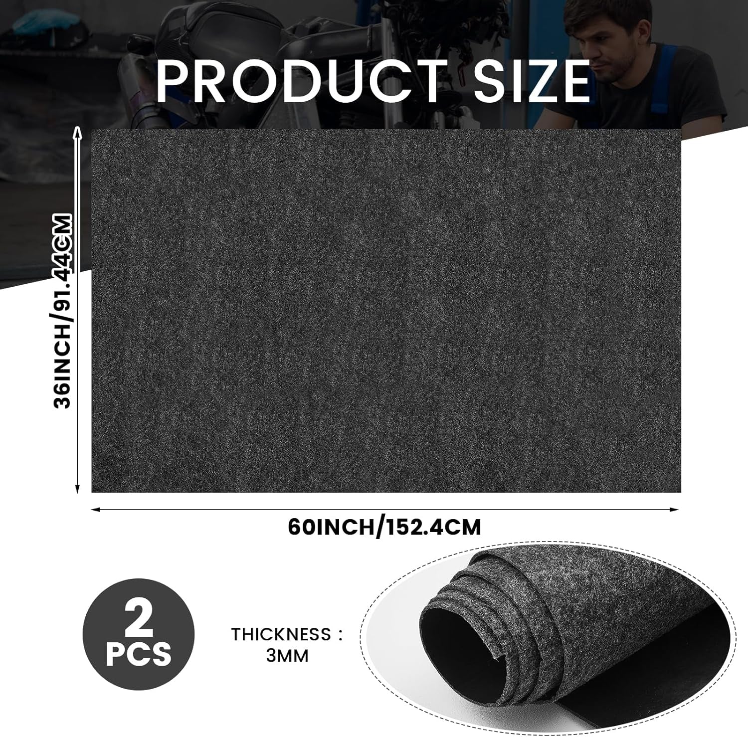 2 Pcs Oil Spill Mat Set (36"×60") - Complete Garage Floor Protection - Front & Rear Car Coverage - Reusable Washable Oil Drip Mats