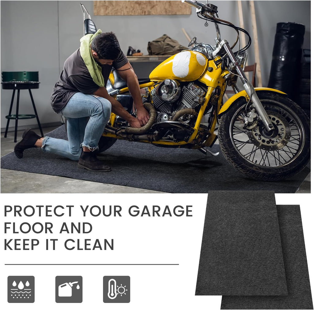 2 Pcs Oil Spill Mat Set (36"×60") - Complete Garage Floor Protection - Front & Rear Car Coverage - Reusable Washable Oil Drip Mats