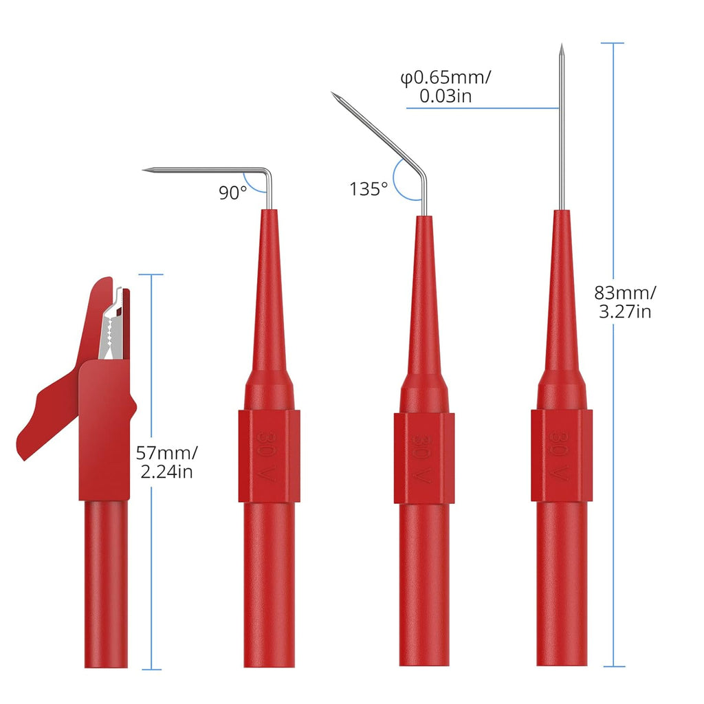 25Pcs Back Probe Test Lead- 15Pcs Back Probe Pins & 5Pcs Banana Plug to Alligator Clip 5 PCS Alligator Clips for Multimeter Diagnosis Circuit Testing