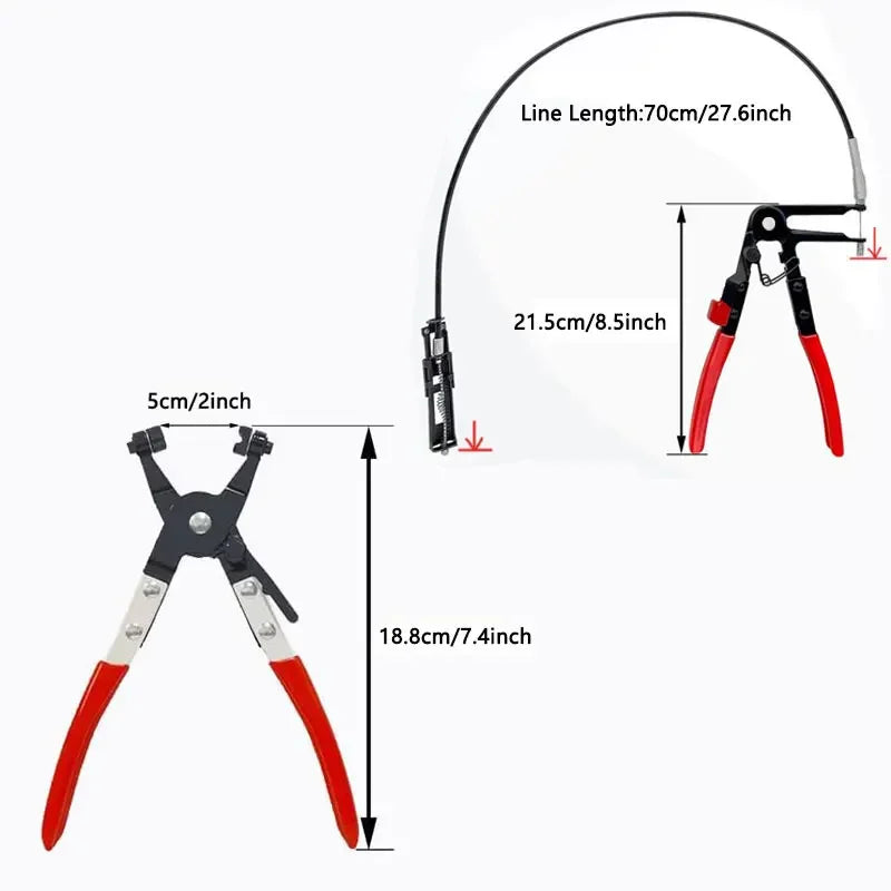 Car Fuel Oil Water Hose Clamp Pliers Hand Tool Long Reach Wire Spring Hose Clamp Pliers Remover for Auto Coolant Radiator Heater