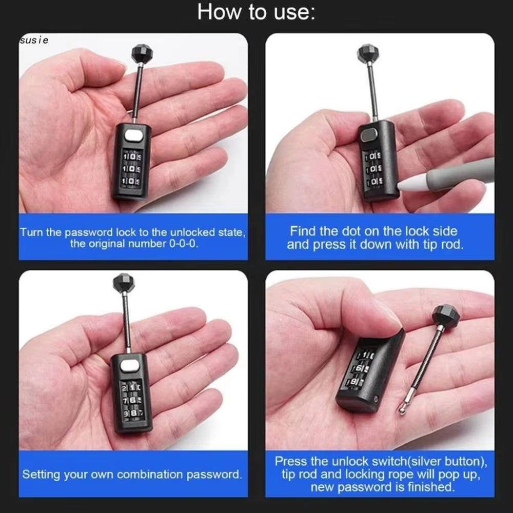3 Digit Password Lock Mini Luggage Padlock Resettable Coded Lock Combination Lock Dormitory Cabinet Lock Backpack Zipper Lock